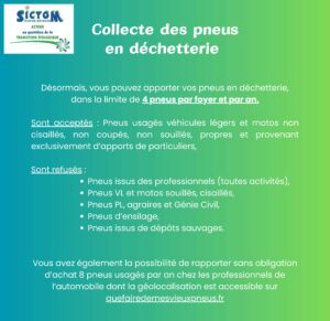 Lire la suite à propos de l’article Collecte des pneus en déchetterie